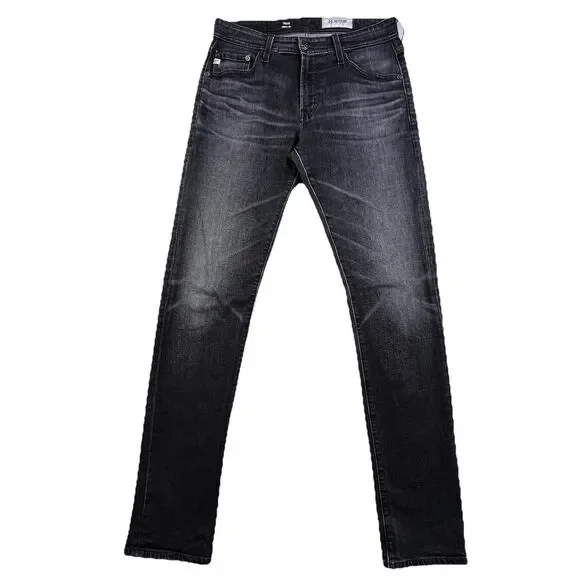 AG Adriano Goldschmied Tellis Modern Slim Jeans Mens 30x33 Black Denim - Picture 2 of 13